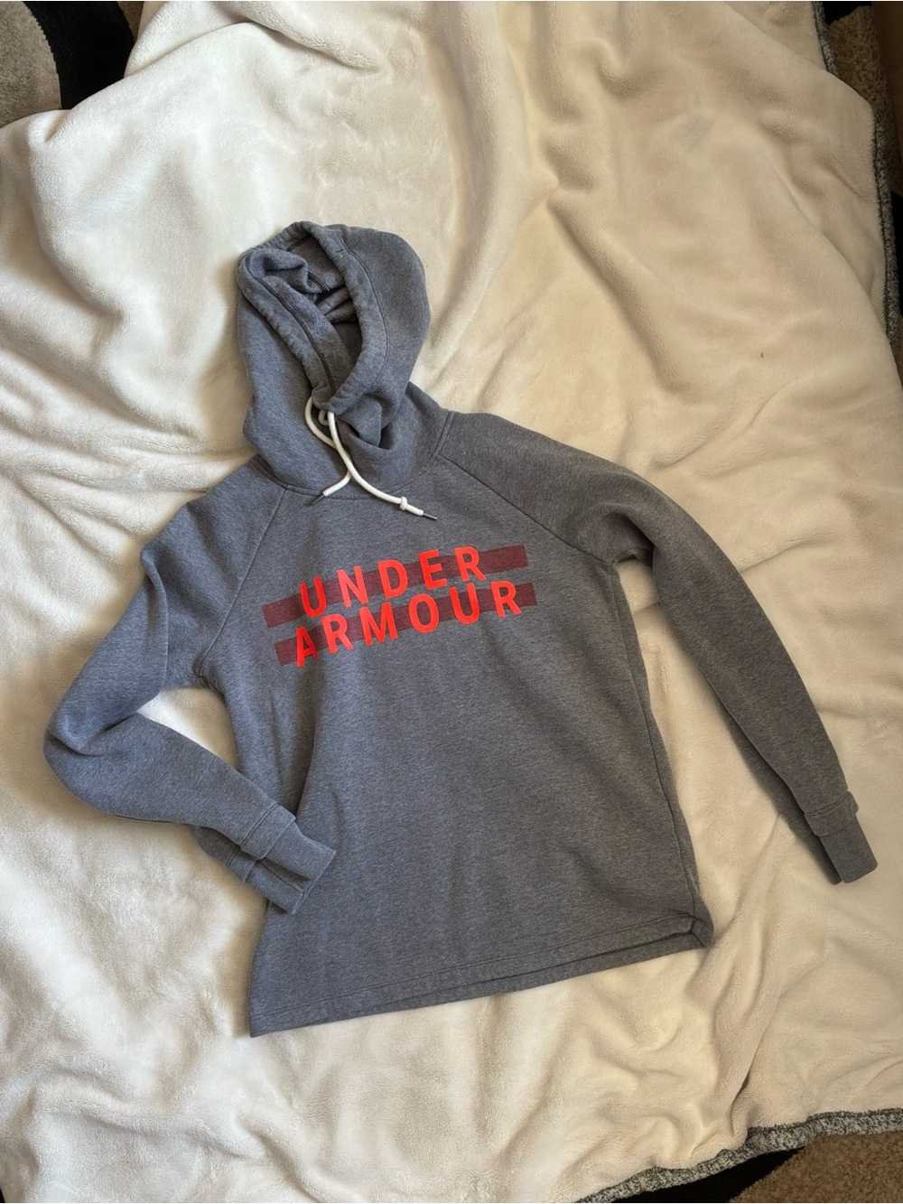 Under Armour Gray Pullover Hoodie with Red Logo